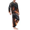 thumbnail image 2 of Fotbe Fiery Black Dragon Attack Pijama de Hombre con Estampado de Manga Larga, Conjunto de 2 Piezas, Ropa de Dormir Suave y Cómoda con Bolsillos-Large, 2 of 7