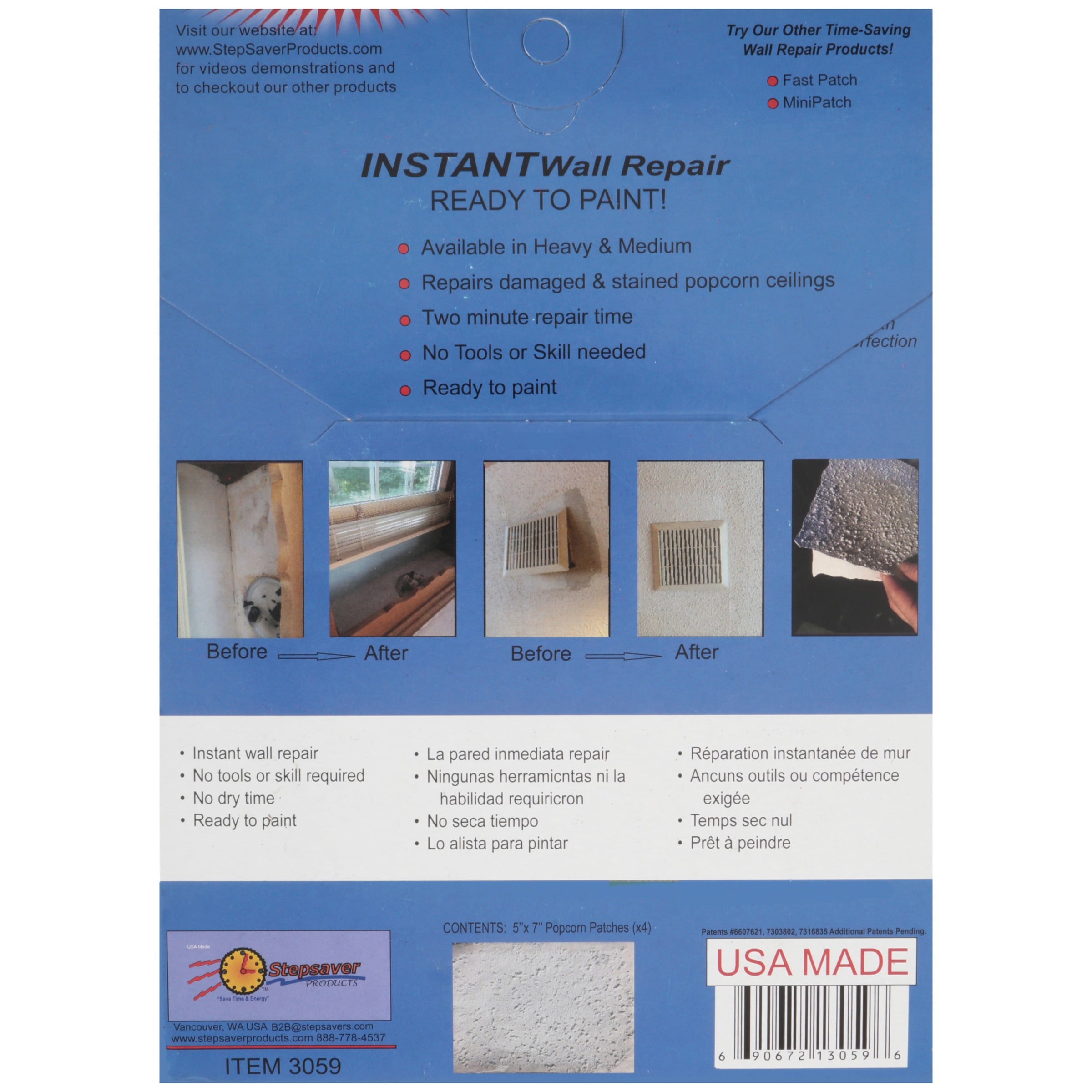 Stepsaver Self Adhesive Popcorn Ceiling Patches 4 Ct Box Com