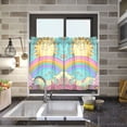 thumbnail image 4 of Yayeee Kitchen Curtains Tier Pair Light Filtering 27"x36" Rod Pocket Short Cafe Window Panel, Retro Blue Rainbow, 4 of 7