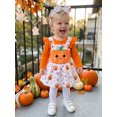 thumbnail image 4 of Cjfdfy Newborn Baby Girl Halloween Outfit My First Halloween Ruffle Long Sleeve Romper Ghost Pumpkin Dress Bow Headband Three Piece Set Infant Cute Halloween Fall Winter Outfit, 4 of 9