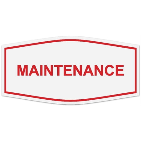 Signs ByLITA Fancy Maintenance Sign - Laser-Engraved Lettering | Durable ABS Plastic | Vibrant Colors | Powerful Foam Tape (White/Red) - Small
