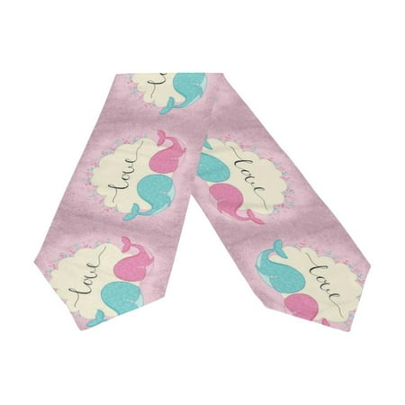 

POPCreation Cute Love Whale Table Runner 13x70 Inches Pink Table Top Decoration