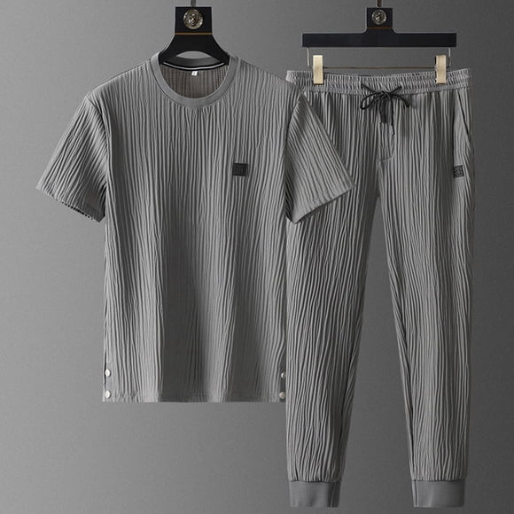 Men's Suits - Product Category Men's Suits Elegant Ice Silk Casual Sports Two-Piece Set for Comfortable Daily Wear and Smart Modern Style