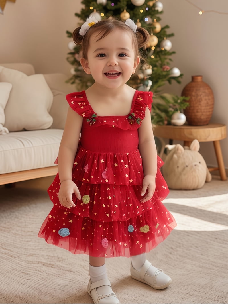 christmas dress 18 24 Amazon.com: Xiaodriceee Infant Christmas Outfit Girl Square Neck Sleeveless Layered Tulle Dress Little Girl Princess Dresses Christmas Clothes (A-Multi-color, 18-24 Months): Clothing, Shoes & Jewelry