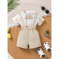 thumbnail image 4 of PureChapter Baby Boys' Clothing Sets Boys Summer Outfits Easter Bunny & Carrot Print Short Sleeve Bow Tie Shirt & Suspender Shorts 2-Piece, 4 of 9