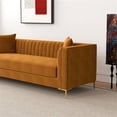 thumbnail image 6 of Pemberly Row Velvet Upholstered  Square Arm Couch in Cognac Tan, 6 of 6