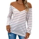 thumbnail image 1 of Mujeres Cuello Redondo Rayas Manga Larga Bloque De Color Jersey Tops Sudaderas Camisas Blusas para Oficina En Casa, 1 of 7