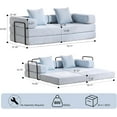 thumbnail image 2 of Convertible Sofa Bed, Folding Floor Sofa Boneless Couch with Pillow, Compression Sofas Chenille Foldable Mattress Couch with Fixed-Shape Frame, Futon Lounge Sleeper for Living Room, Light Blue, 2 of 7
