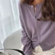 thumbnail image 4 of Cárdigan de punto de un solo pecho para mujer, jersey de manga larga, cuello redondo, cárdigans que combinan con todo, prendas de vestir, Color sólido, Coreano, 4 of 5