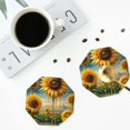 thumbnail image 5 of Gaeub Artistic Oil Painting Sunflower Print 6 Pcs Leather Coasters for Drinks ,Drink Coasters Sets,Drink Table Cup Coasters for Living Room Kitchen Coffee Decor,Octagon, 5 of 7