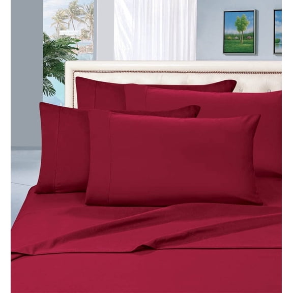 Elegant Comfort 1800 Series Microfiber Bed Sheets 6-Piece Set, Deep Pocket, Queen Burgundy