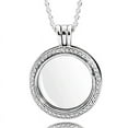 thumbnail image 2 of Sparkling Heart Large Key With Crystal Round Lockets Floating 925 Sterling Silver Necklace For Europe Bead Charm Diy Jewelry, 2 of 7