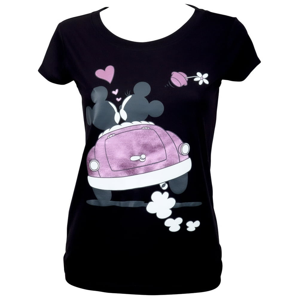Mickey's Mickey And Minnie Moto Mouse Women's Black TShirtXLarge