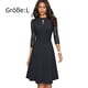 thumbnail image 1 of Elegante vestido de cóctel para fiesta con falda plisada de encaje calado, 1 of 6