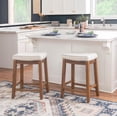 thumbnail image 6 of Linon Claridge 26.5" Backless Wood Counter Stool, Dark Brown/Natural Striped Fabric, Includes 1 Stool, 6 of 7