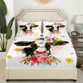 thumbnail image 3 of Milk Cow Sheet Set , Flowers Sheets Bull Cattle Farm Animals Bed Sheets Set Twin Watercolor Floral Bohemian Bedding Set,Rustic Farmhouse Decor, 3 of 4
