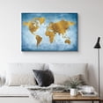 thumbnail image 2 of PixonSign Canvas Print Wall Art Gold Texture Style Blue World Map Landscape Islands Digital Art Modern Art Contemporary Aerial Colorful Multicolor Warm for Living Room, Bedroom, Office - 32"x48", 2 of 5