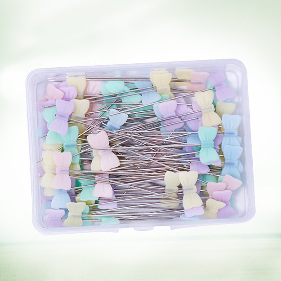 WRISTBIQUE Colorful Flat Bowknot Head Straight Pins for Craft Made of Stainless Steel and Plastic Assorted Color 50pcs