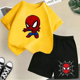 thumbnail image 3 of Conjunto de 2 piezas de camiseta y pantalones cortos con estampado de Spiderman de Marvel Avengers, ropa de verano para niños y niñas, traje informal de moda para adolescentes, 3 of 5