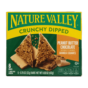 Nature Valley Crunchy Peanut Butter Chocolate Dipped Granola Squares, 6 Count, 4.68oz, Cardboard Box