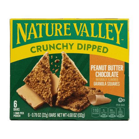 Nature Valley Crunchy Peanut Butter Chocolate Dipped Granola Squares, 6 Count, 4.68oz, Cardboard Box