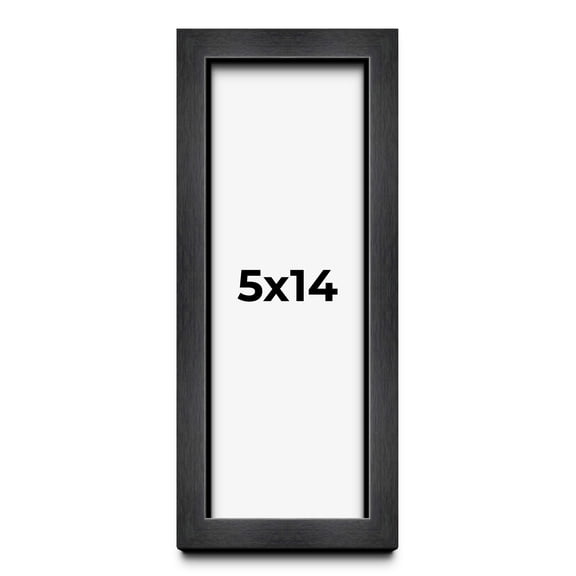 5x14 Frame Black Charcoal Grey Wood Textured Picture Frame | 0.75 Inch Moulding Width | Gunmetal