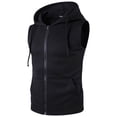 thumbnail image 2 of YLSDY Men's Slim Fit Breathable & Comfort Fitness Tees Cotton Drawstring Hipster Hooded Blouses Classic Plain Pullover Tops Zipper Up Sleeveless Shirts Crewneck Kangaroo Pocket Tees Black L, 2 of 4