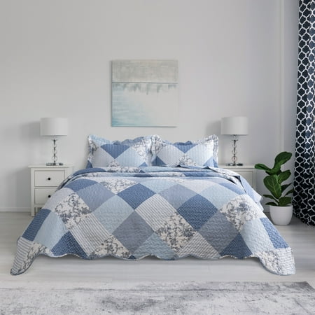 Pieced Quilt Pattern - Bedsure 3-Piece Printed Quilt Set Queen/Full Size (90