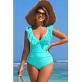 thumbnail image 5 of Beautyin Sexy Monokini Swimwear Womens Deep V Neck One Piece Swimsuits Retro Modest Bathing Suits Hollow Back, 5 of 7