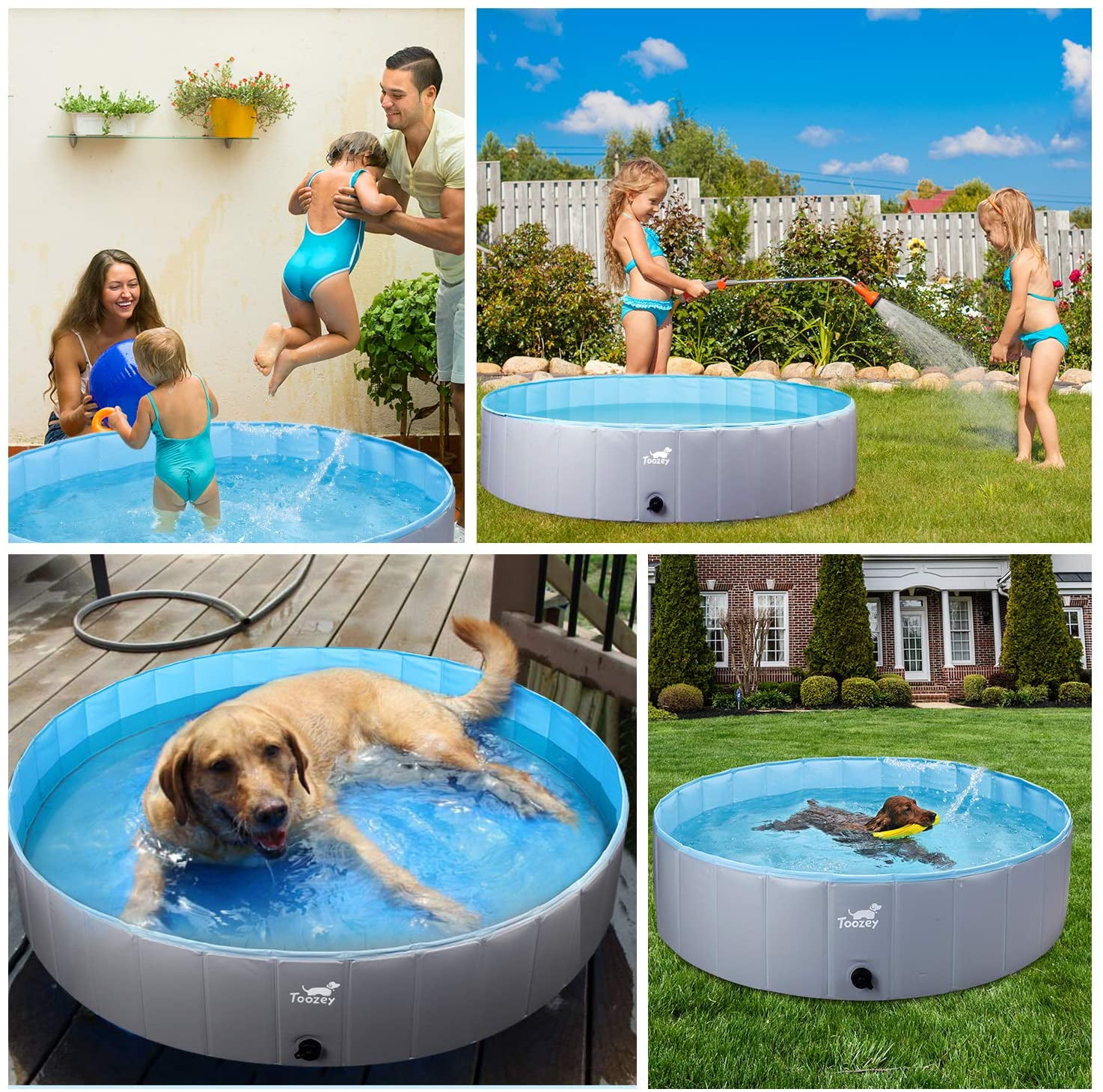 JoyX Foldable Dog Pool, Portable PVC Pet Swimming Pool, Slip-Resistant  Material Kiddie Pool, Dog Pet Bath Pool for Small to Large Dogs