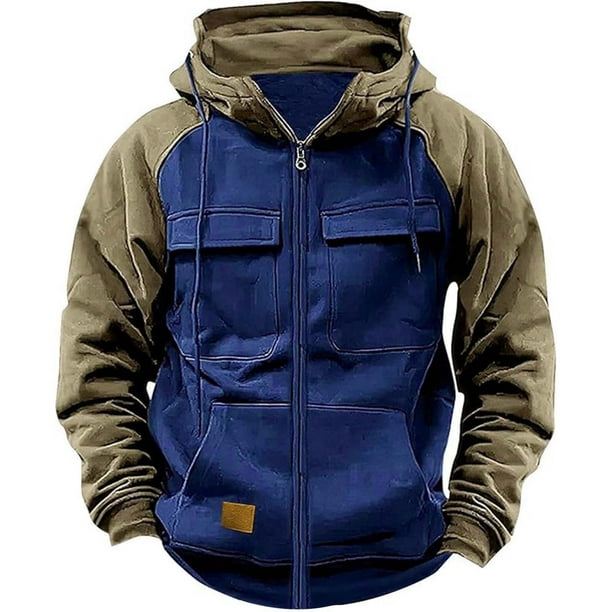 WILLBEST Sudadera con Capucha De Manga Larga para Hombre, De Otoño, Informal, Moderna, con Cremallera para Exteriores XGrande