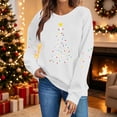 thumbnail image 5 of SimpleJoyi Womens Christmas Tree Lights Print Crewneck Long Sleeve Loose Fit Sweatshirt Top, 5 of 7
