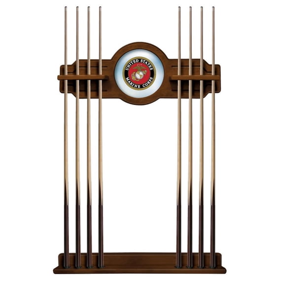 United States Marine Corps Solid Wood Cue Rack with a Chardonnay Finish