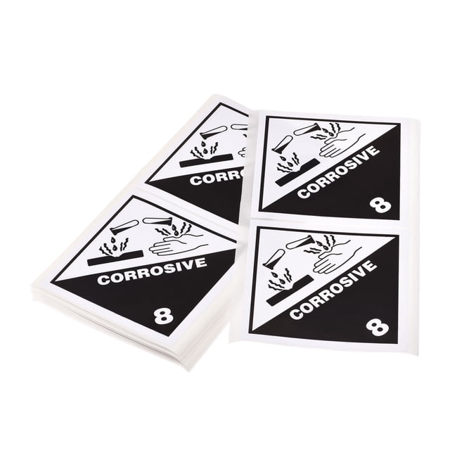 Unique Bargains Adhesive Vinyl Hazard Class 8 with Graphic Shipping Label, 3.9 x 3.9 Inch 50pcs