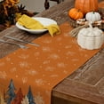thumbnail image 4 of GEEORY Fall Watercolor Trees & Maple Leaves Striped Table Runner 13x72 Inch, Rustic Farmhouse Autumn Thanksgiving Decor for Kitchen, Dining, Indoor/Outdoor Holiday Dinner Party Orange GT157-72, 4 of 6