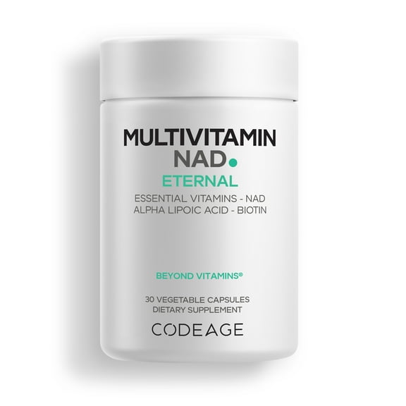 Codeage Multivitamin NAD Supplement - NAD  Energy & Healthy Aging Support - Vitamin D3 K2, P5P, Methylated B12, Alpha Lipoic Acid, Folate, Riboflavin, Biotin, B Complex Pills - Non-GMO - 30 Capsules