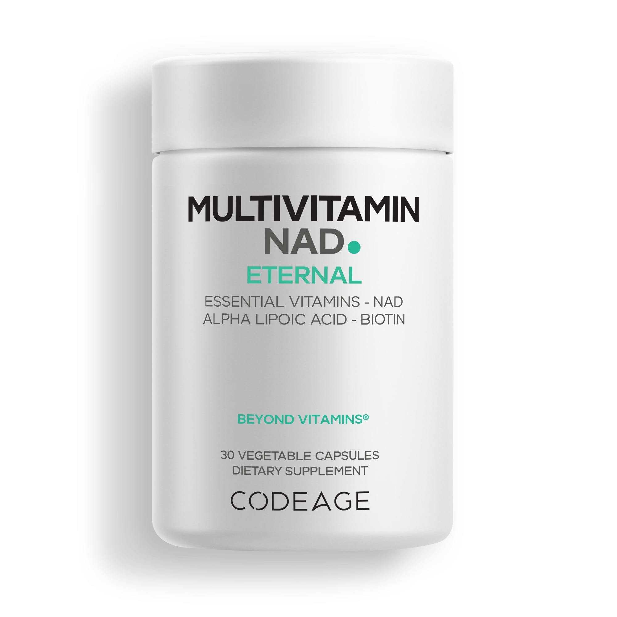 Codeage Multivitamin NAD+ Energy & Healthy Aging Support, Vitamin D3 K2, P5P, Methylated B12, Alpha Lipoic Acid, 30 Capsules