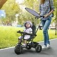 thumbnail image 2 of Qaba 6 in 1 Kids Tricycle with Removable Handlebar and Canopy, Navy Blue, 2 of 10