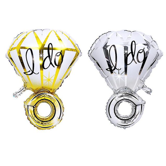 2 piezas de globos de anillo de diamantes I Do, globos grandes de papel de aluminio para decoración del día de San Valentín (dorado y plateado)
