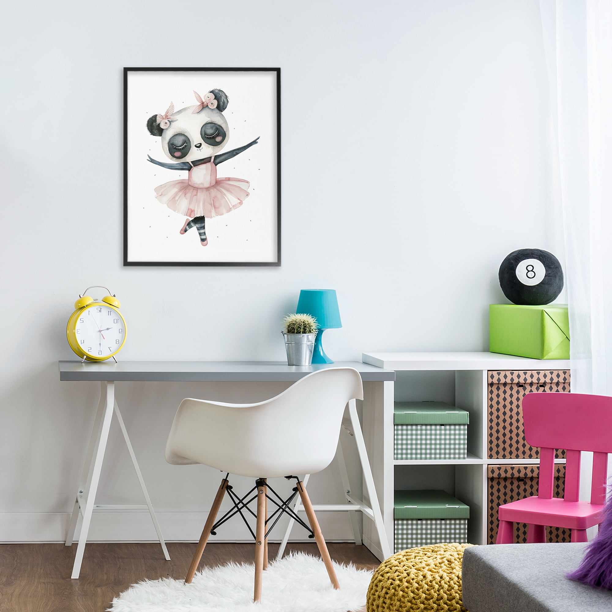 Stupell Industries Ballerina Panda in Pink Tutu Black Framed Giclee Art, design by LSR Design Studio