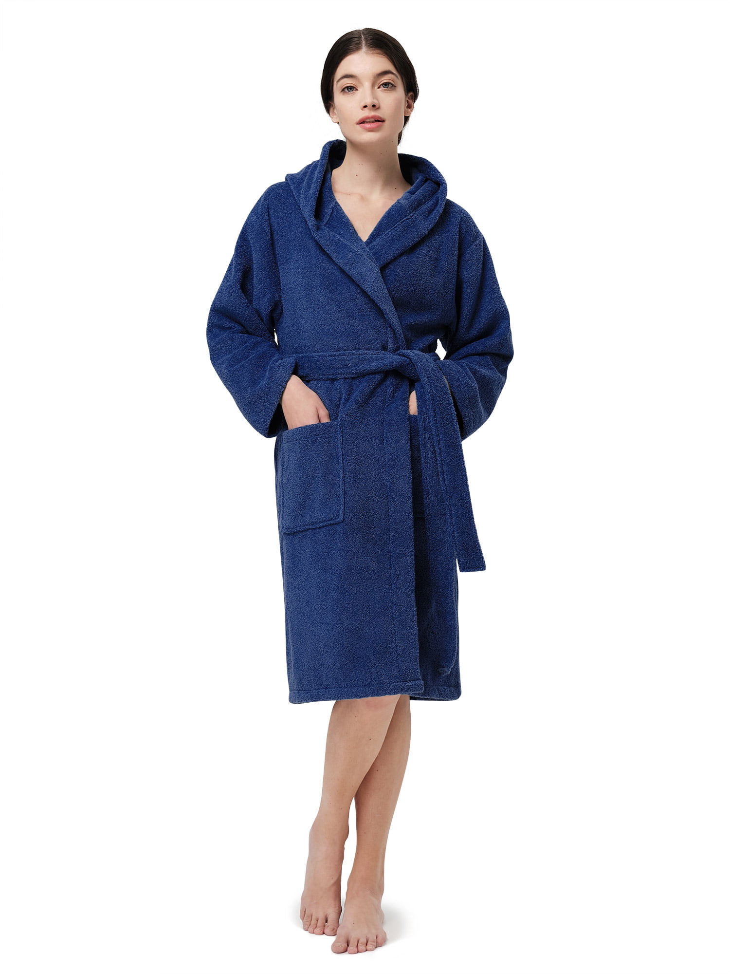 SIORO Womens Terry Cloth Robe Hooded Towel Long Bathrobe Cotton Soft Shower Housecoat for Spa Hot Tub Sauna Pool 