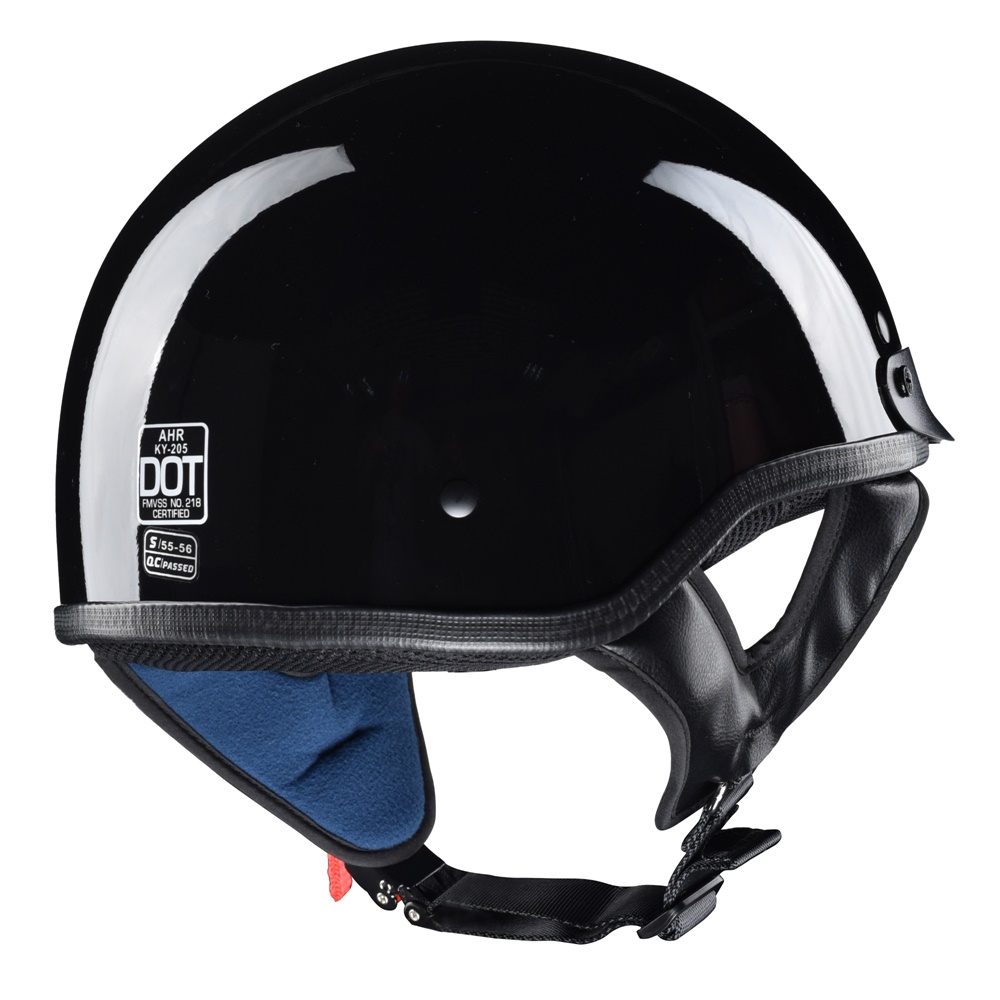 AHR RUN-C Motorcycle Half Face Helmet DOT Approved Bike Cruiser Chopper High Gloss Black S - image 5 of 9