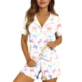 thumbnail image 5 of YOIAVAIOY Women's Casual Pajama Sets Button Down Shirt Shorts Short Sleeve Summer Lounge Sleepwear Multicolor XXL, 5 of 7