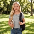 thumbnail image 3 of KyCheLot Girls' Summer T-Shirts Button Round Lapel Neck Solid Color Short Sleeve Tops Trendy Comfortable T-Shirts, 3 of 7