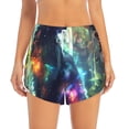 thumbnail image 2 of Balery Cosmic Cat In Window Pantalones cortos deportivos para mujer con forro y dos bolsillos, elásticos, para entrenamiento, gimnasio, yoga-Large, 2 of 7