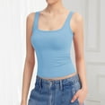 thumbnail image 2 of Povozer Going out Tops for Women Tank Tops Sleeveless Slim Cami Shirts Solid Color Undershirt(Light Blue,XL), 2 of 4