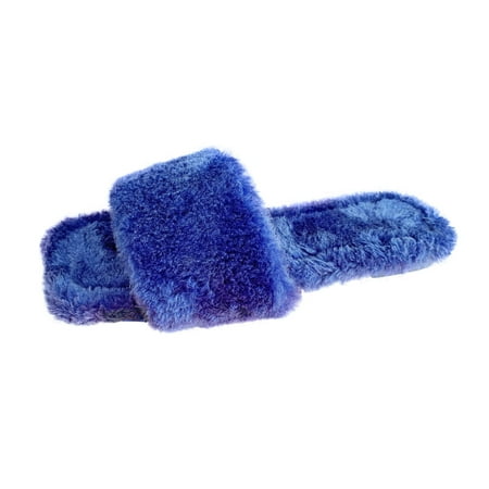 

dmqupv Flat Women s Color Comfortable Furry Slippers Fashion Casual Toe Women s slipper Slippers Women Summer Outdoor Blue 9.5