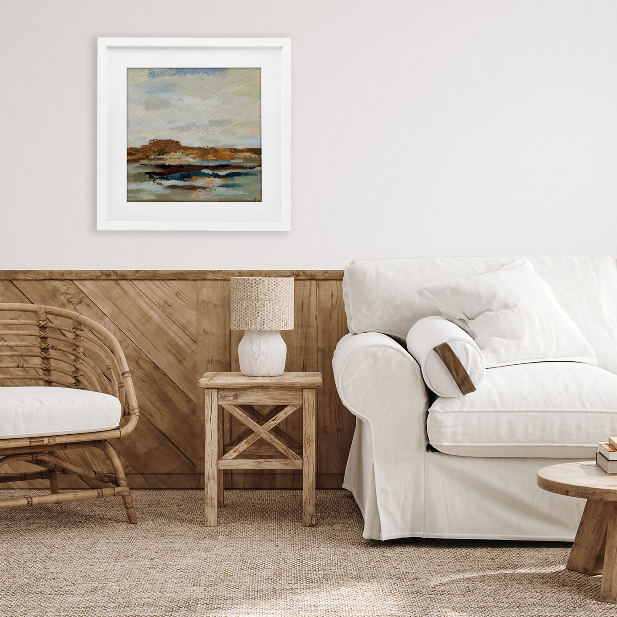Stupell Industries American West Abstract White Framed Print Under Glass, design by Silvia Vassileva