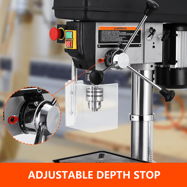 15 In Floor Drill Press, 7.5 Amp 120V Pure Copper Motor With Swing Away Safety Guard 288 3084 Rpm Variable Speed 0 45 Tilting Worktable Tabletop Drilling Machine For Wood Metal