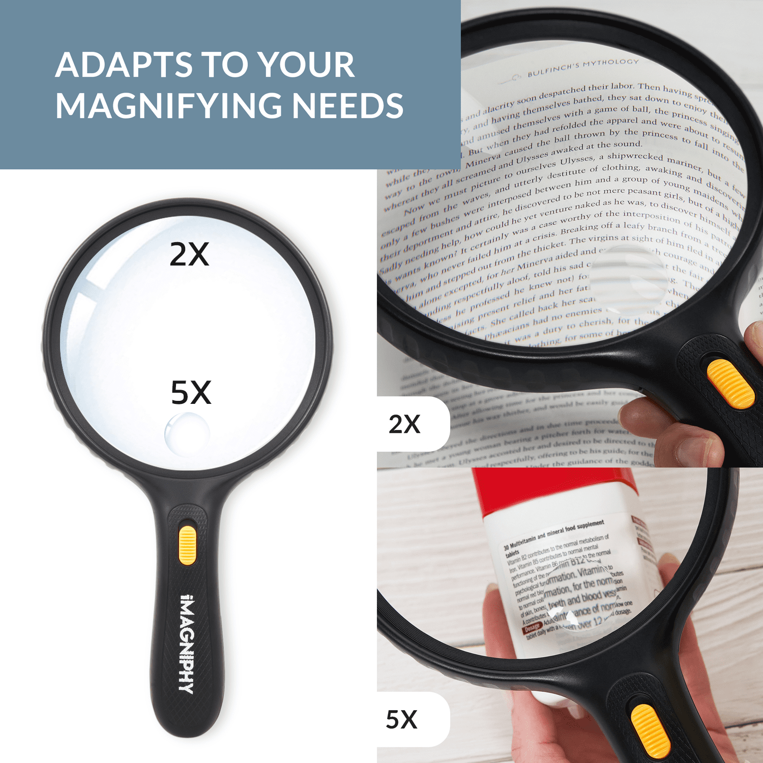Portable Handheld Magnifying Glass, Various Sizes, 5X Reading Newspaper  High Precision Semi-metal Magnifying Glass